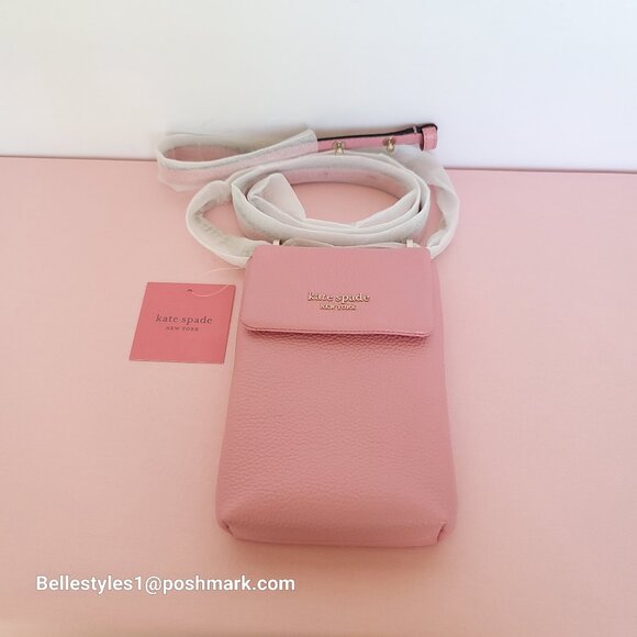 KATE SPADE Bradley North/South Pebbled Leather Phone Crossbody- Rococo Pink🎈⭐ - Picture 5 of 16